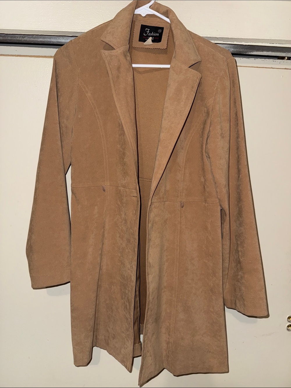 Suede-Look Tan Trench Coat